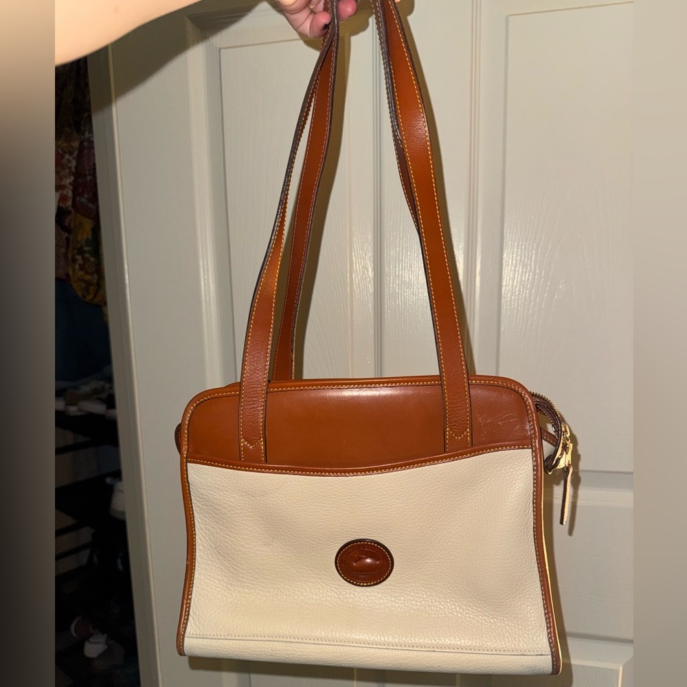 Ivory Vintage Dooney and Bourke Satchel Shoulder Bag